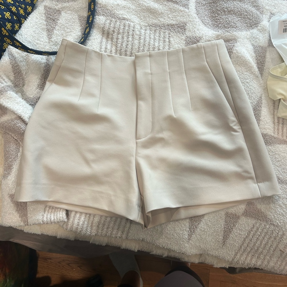 Zara Cream High Waist Tailored Shorts
